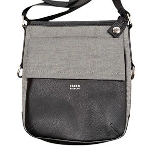 Takeo Kikuchi Gray Black Crossbody Bag Nylon Lightweight Travel Purse Shoulder
